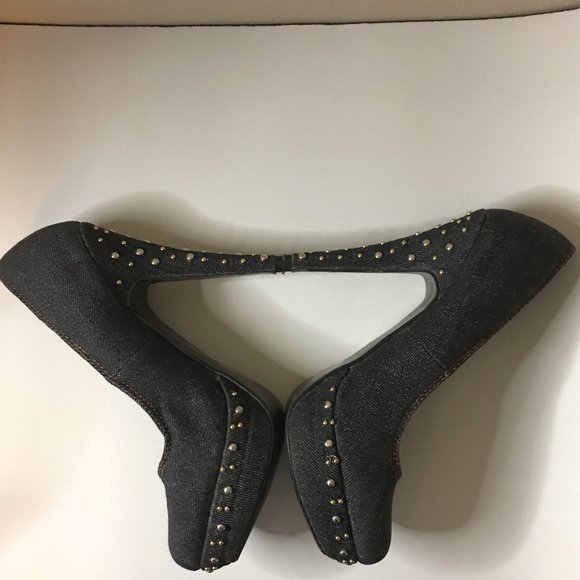 FRH Dark Denim Studded Platform Heels - Picture 6 of 14